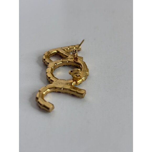 Christmas Pin Brooch Joy Rhinestone Vintage Red Green Holidays Festive Jewelry - Picture 5 of 10